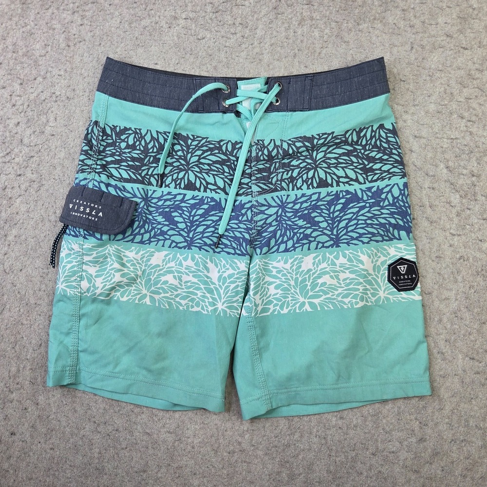 Vissla Swim Shorts Mens 27 Blue Drawstring Surf Boardshorts Quick Dry Beach Swim